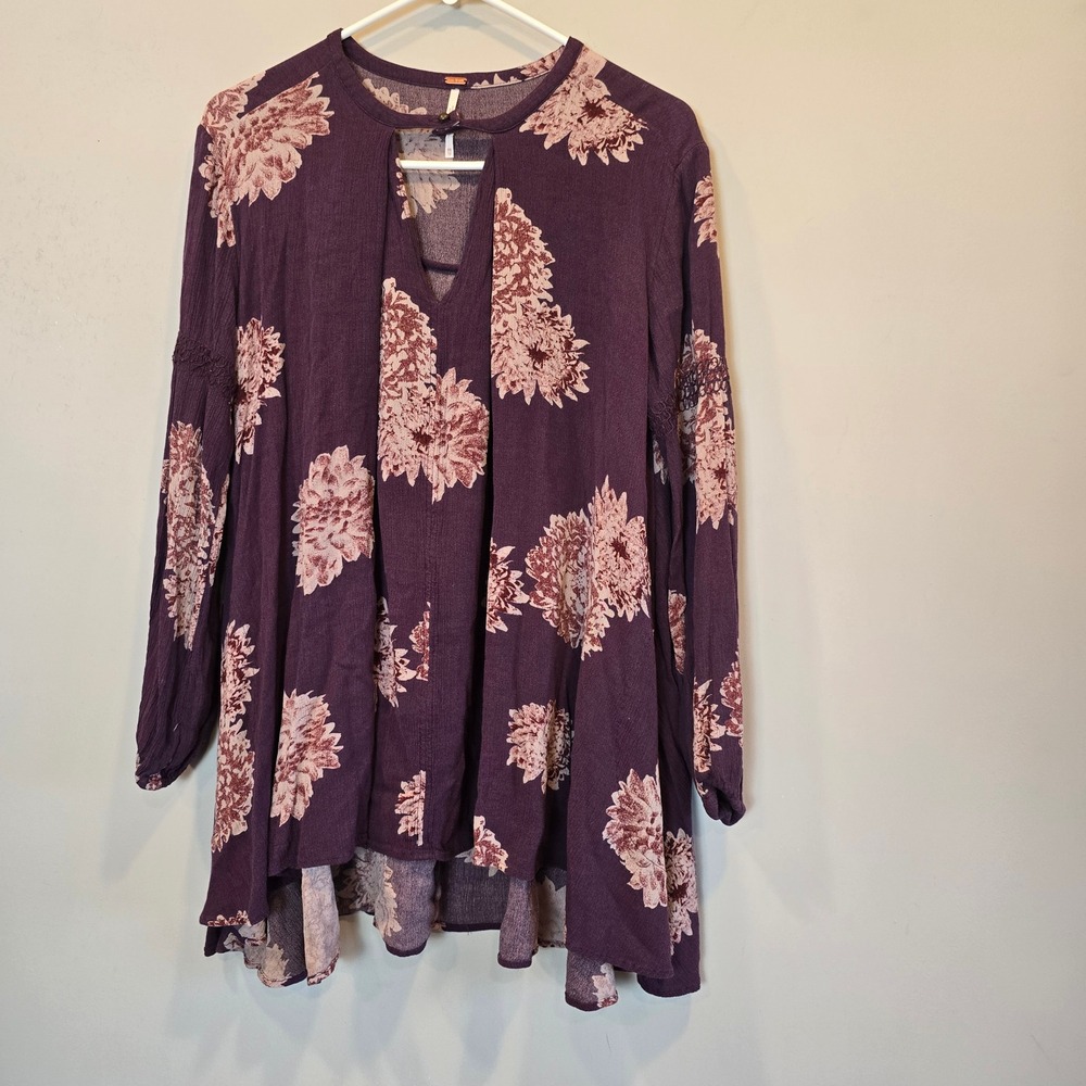 Free People Dress Tree Swing Tunic Purple Womens Extra Small Mini - Picture 9 of 9